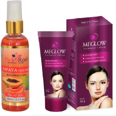 

Pink Root PAPAYA FACE WASH 100ML WITH MEGLOW WOMEN FAIRNESS CREAM(Set of 2)