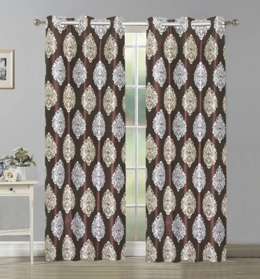Home Candy 213 cm (7 ft) Polyester Door Curtain (Pack Of 2)(Abstract, Brown)
