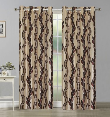 Home Candy 274 cm (9 ft) Polyester Long Door Curtain (Pack Of 2)(Printed, Brown)