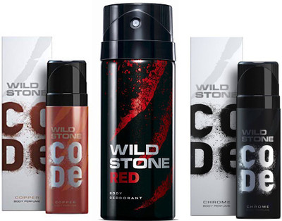

Wild Stone CODE CHROME DEODORANT 120 ML+RED DEODORANT 150 ML+CODE COPPER DEODORANT 120 ML Deodorant Spray - For Men(120 ml, Pack of 3)