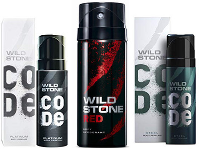

Wild Stone CODE PLATINUM DEODORANT 120 ML+RED DEODORANT 150 ML+ CODE STEEL DEODORANT 120 ML Deodorant Spray - For Men(120 ml, Pack of 3)