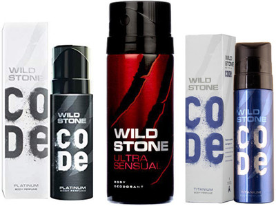 

Wild Stone CODE TITANIUM DEODORANT 120 ML+ULTRA SENSUAL DEODORANT 150 ML+CODE PLATINUM DEODORANT 120 ML Deodorant Spray - For Men(120 ml, Pack of 3)