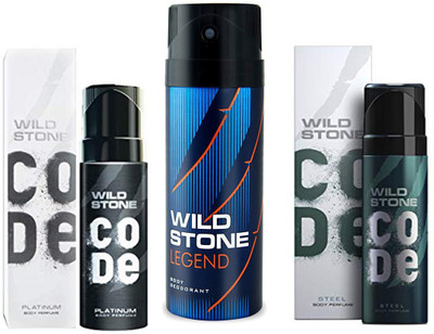 

Wild Stone CODE PLATINUM DEODORANT 120 ML+LEGEND DEODORANT 150 ML+CODE STEEL DEODORANT 120 ML Deodorant Spray - For Men(120 ml, Pack of 3)