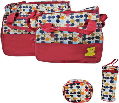 

EZ Life Baby Diaper Bag Kit - Multicolor Leaves (Set of 5) - 1 diaper bag, 1 carry bag, 1 small pouch, 1 bottle cover & 1 diaper changing mat - Waterproof - Nylon - Maroon Diaper Bag(Maroon)