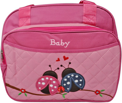 

EZ Life Baby Diaper Carry Bag - Ladybirds - 6 compartments - Diaper Changing Mat Included - Waterproof - Large - Nylon - Pink Diaper Bag(Pink)