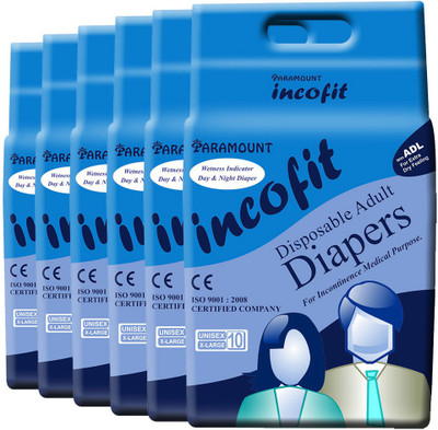 

PARAMOUNT incofit Premium Adult Diapers-Extra Large, Pack of 60 Adult Diapers - XL(60 Pieces)
