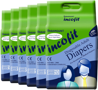 

PARAMOUNT incofit Premium Adult Diapers-Large, Pack of 60 Adult Diapers - L(60 Pieces)