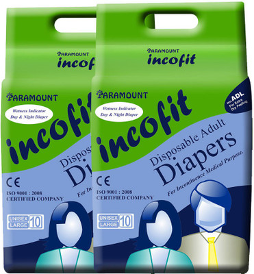 

PARAMOUNT incofit Premium Adult Diapers-Large, Pack of 20 Adult Diapers - L(20 Pieces)