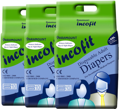 

PARAMOUNT incofit Premium Adult Diapers-Large, Pack of 30 Adult Diapers - L(30 Pieces)