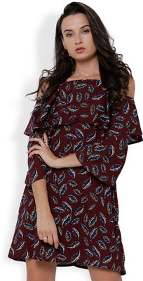 Tokyo Talkies Women Fit and Flare Purple Midi/Calf Length Dress