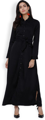 Tokyo Talkies Women Maxi Black Midi/Calf Length Dress