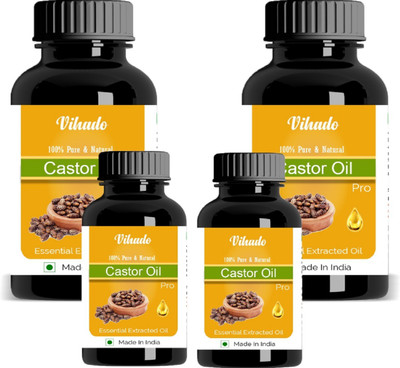 

Vihado USDA Organic 100% Pure Cold Pressed Castor Oil For Hair And Skin Hair Oil 10 ML pack of 4 (40 ML) Hair Oil(10 ml)