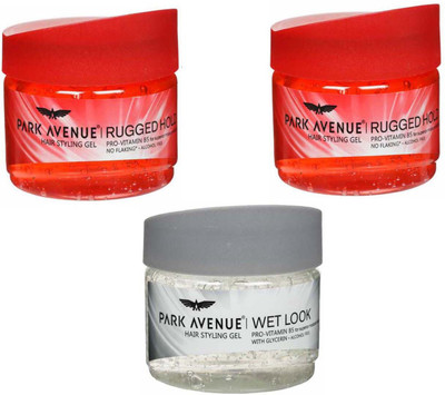 

Park Avenue Hair Gel, 1 Wet Look + 2 Rugged Hold 300g x 3 Pack Of 3 Gel(900 g)