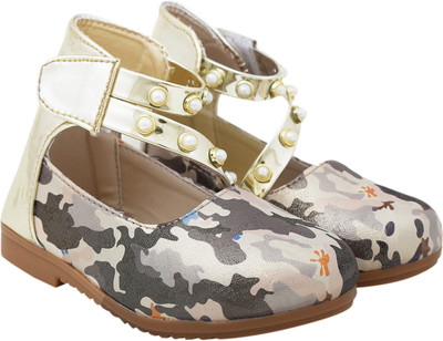 

LNG Lifestyle Girls Velcro Ballerinas(Gold, Golden