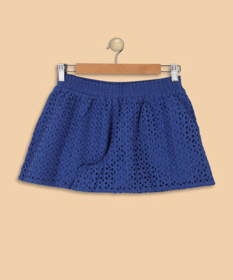 

United Colors of Benetton Short For Girls Casual Self Design Cotton(Blue, Pack of 1
