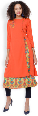 Vishudh Women Solid A-line Kurta(Orange)