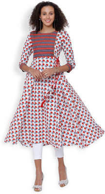 Vishudh Women Printed Flared Kurta(Multicolor)