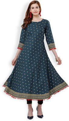 folklore Women Printed Anarkali Kurta(Multicolor)