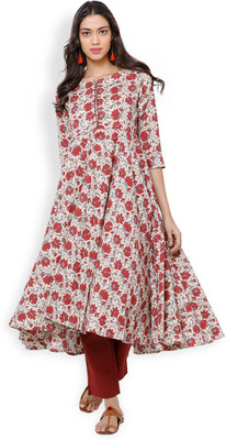 Vishudh Women Printed Anarkali Kurta(Multicolor)