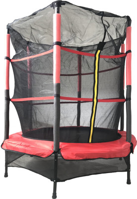 Dolphy Jumping Trampoline for Kids Indoor/Outdoor Multi Child Trampolines (54 inch with Net)(Red, Black), Black;red