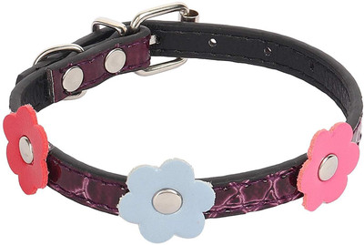 

SRI Adjustable Stylish Round Spike Studs With Flower Puppy/Cat Collar-1 cm (Purple) Plain Dog Collar Charm(Purple, Round)
