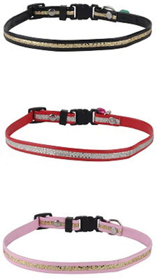 

SRI High Quality Adjustable Solid Colour Designer Puppy and Cats Collars - Set of 3 Plain Dog Collar Charm(Multicolor, Round)