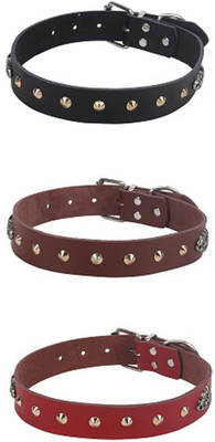 

SRI Adjustable Dog Collar 1.1 inch with Golden Cone Studs Plain Dog Collar Charm(Multicolor, Round)