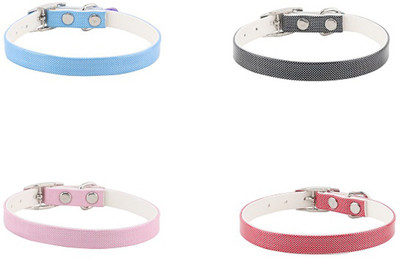 

SRI High Quality Shining Colourful Adjustable Soft Collar For Puppies & Cats - Set Of 4 Bell Dog & Cat Collar Charm(Blue, Black, Red, Baby Pink, Round)