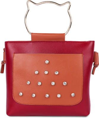 

Faijan Fashions Women Evening/Party, Casual, Formal, Sports Red Cotton, PU Sling Bag