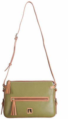 

Adamis Women Evening/Party Green Genuine Leather Sling Bag