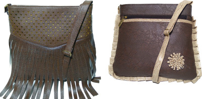 AZED Collections Girls Casual Brown Rexine Sling Bag