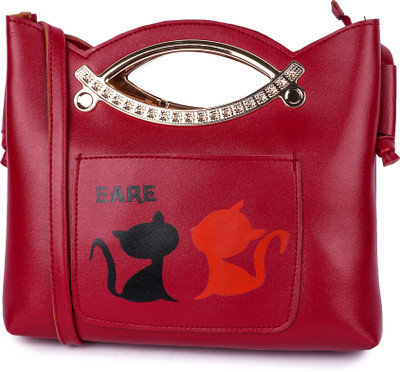 

Faijan Fashions Women Evening/Party, Casual, Formal, Sports Red Cotton, PU Sling Bag