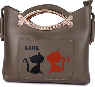 

Faijan Fashions Women Evening/Party, Casual, Formal, Sports Grey Cotton, PU Sling Bag