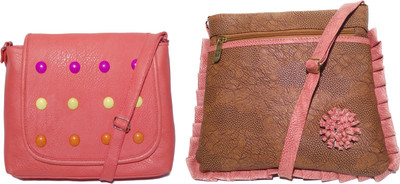

AZED Collections Girls Casual Orange, Tan Rexine Sling Bag