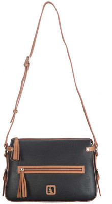 

Adamis Women Evening/Party Black Genuine Leather Sling Bag