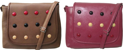 

AZED Collections Girls Casual Brown, Maroon Rexine Sling Bag