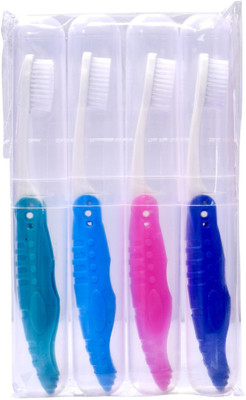 

Dr. Flex Travel Foldable Toothbrush with Anti Bacterial containers Medium Toothbrush(Pack of 4)