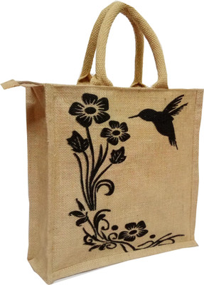 

styles creation Print Premium Quality Designer Stylish Trendy Jute Lunch Bag for Lunch/Return Gift/Everyday use Waterproof Lunch Bag(Beige, 12 inch)