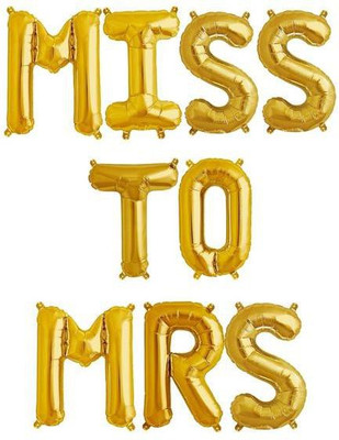 

TOYXE Solid MISS TO MRS Letter Balloon(Gold, Pack of 9)
