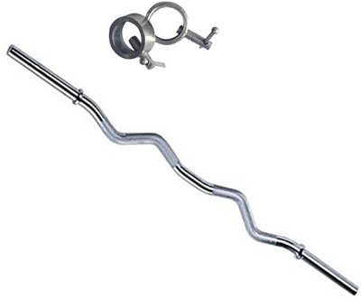 

StepInnStore " 3 ft" Curl Bar for Triceps and Biceps EXERCISES WITH 2 LOCKS Weight Lifting Bar(Silver)