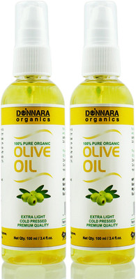 

Donnara Organics 100% Pure Extra Light Olive oil Combo pack of 2 bottles of 100 ml(200 ml)(200 ml)