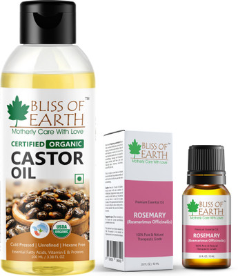 

Bliss of Earth 100% organic bliss of earth castor oil and rosemary essential oil combo for hair growth(100 g)