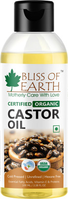 

Bliss of Earth 100% Organic castor oil for hair growth, skin and face. Coldpressed & Unrefined(100 ml)