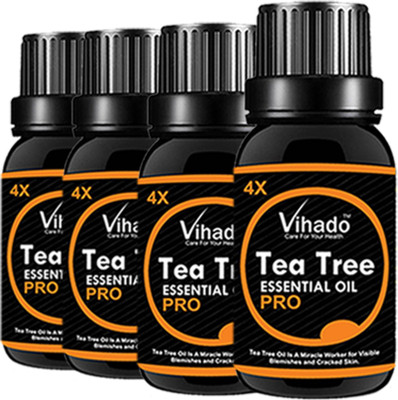 

VIHADO Tea Tree Oil Multipurpose Essential Oils 4X PRO Travel Pack (For Hair & Skin) 20ML (PACK OF 4)(20 ml)