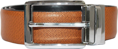 

Torque Dzinte Men Formal Tan Genuine Leather Reversible Belt
