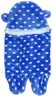 

stockhawkers Polka  Hooded Baby Blanket(Fur, Blue