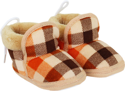 Neska Moda 0 To 12 Month Baby Booties(Toe to Heel Length - 12 cm Brown)