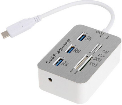 

FKU Usb 3.1 Type-c To 3-port Usb Hub + Ms Sd M2 Tf Combo Card Reader(White, Silver)