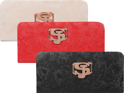 Fashonic Casual Beige, Red, Black Clutch, Beige;black;red