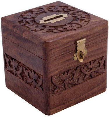 

StoreOnline Carving Coin Box Coin Bank(Brown)